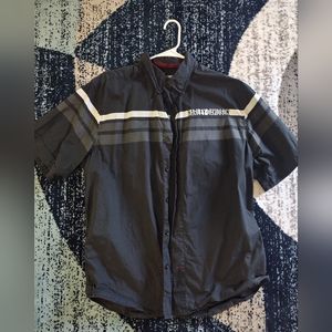 Harley-Davidson Men's Dark Navy Striped Shirt - XL